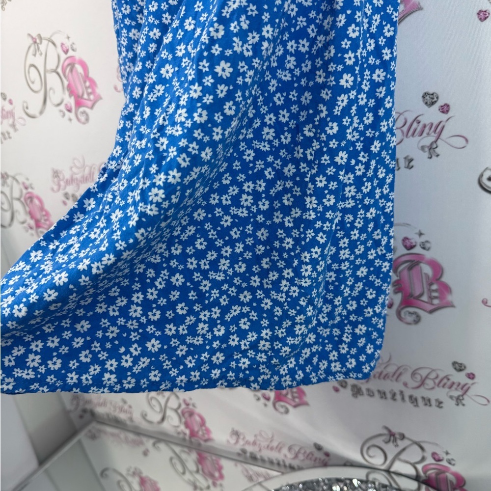 FB sister dress smocked flowers floral Charming Blue Floral flowy Dress - Picture 7 of 14